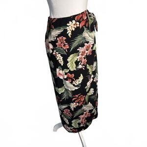 Vintage Iolani Hawaiian Floral True Wrap Skirt Floral Vacation Sz Med y2k